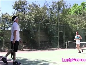 Tennis coach spears naughty teens on the court