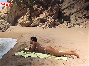 LETSDOEIT - super hot ebony teenager screwed hard At The Beach